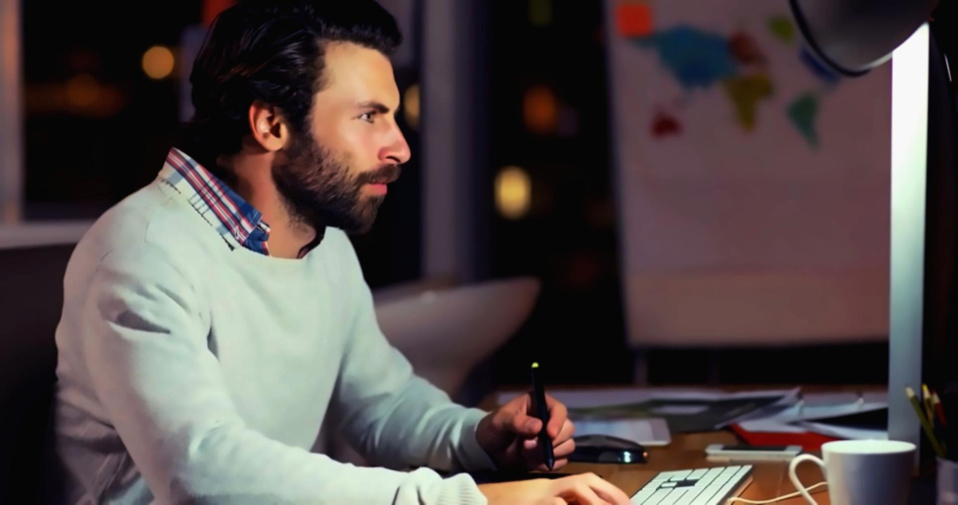 Konzultant pracující na analýze dat